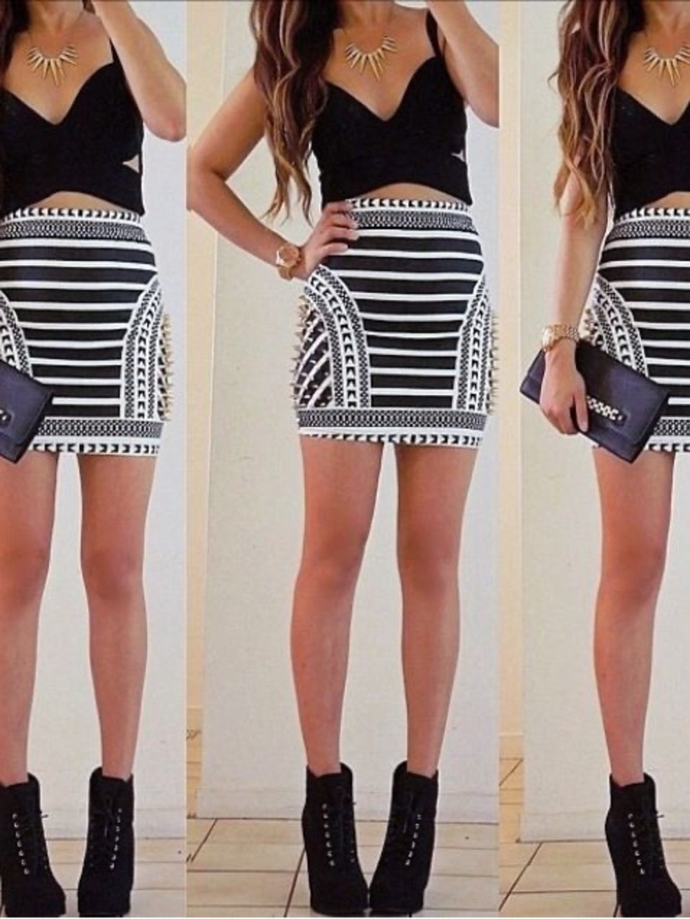 UO Silence + Noise "Aztec" Abstract Geometric BodyCon Mini Skirt Size Medium